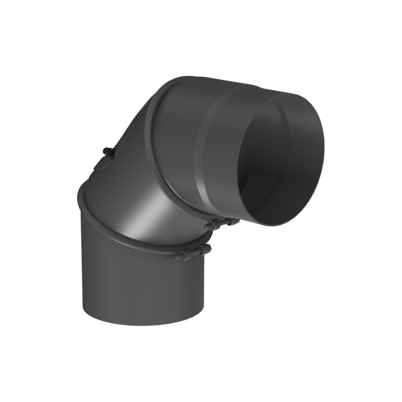 Kolano nastawne 0-90° Jeremias FERRO11758150 trzysegmentowe średnica 150 mm z wyczystką czarne