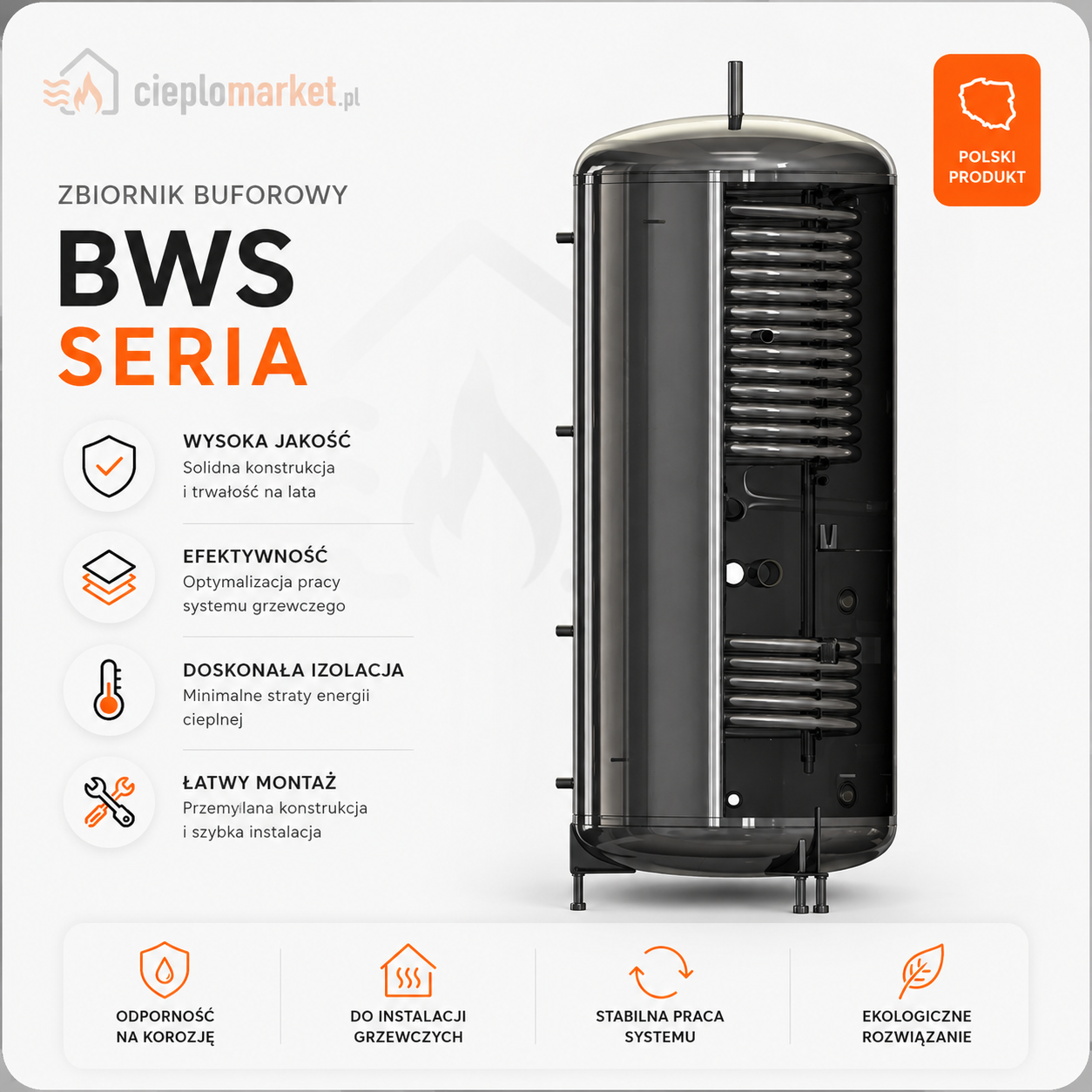 Zbiornik CWU Kołton BWS300 (300 l, solarny)